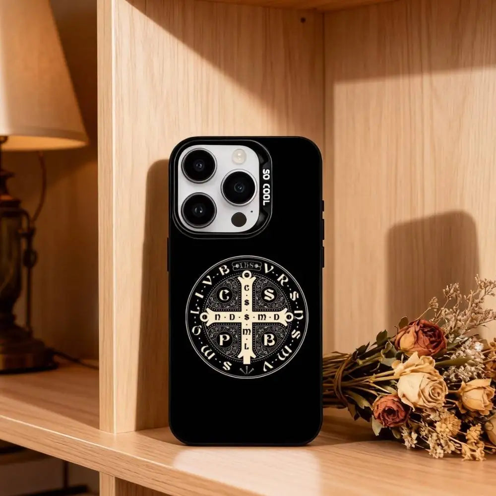 Orthodox Christian Cross Icon   Phone Case For iPhone17,16,15,14,13,12,11 Plus,Pro Max Black Candy silver phone case