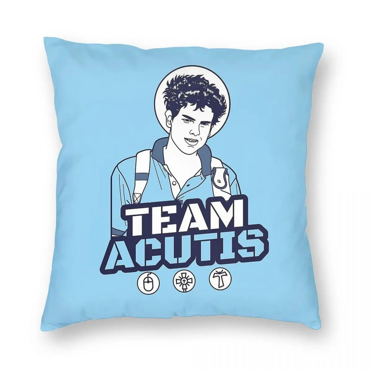 Saint Catholi Carlo Acutis Square Pillowcase Polyester Linen Velvet Pattern Zip Decorative Pillow Case Car Cushion Cover 18"