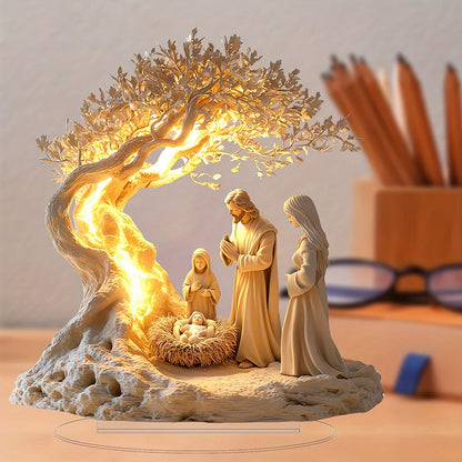Desktop Decoration Family Statue Tree Of Life Newborn Acrylic Desktop Decoration Ornament 2D Flat Desktop Decorative Suppiles