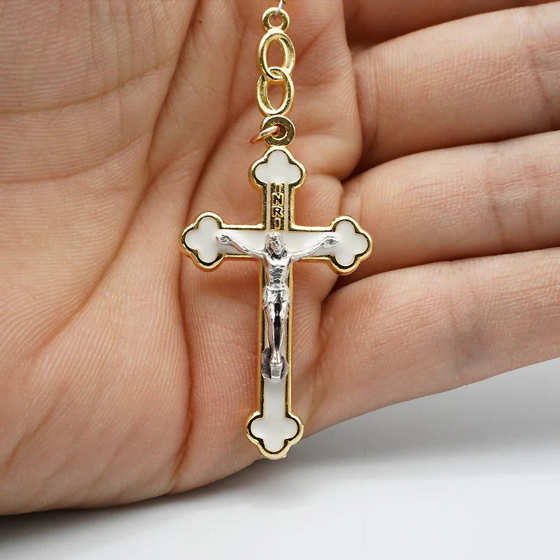 Citrine Marriage Virgin Mary Rose Rosary Catholic Relic chapelet catholique Crystal jesus cross necklace religious jewelry Gifts