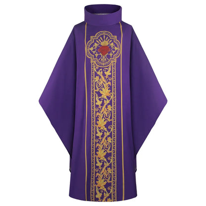 New Printed Church Pastor Celebrant Chasuble Priest Vintage Robe Gown Cape Cassock Vestment White Red Green Purple