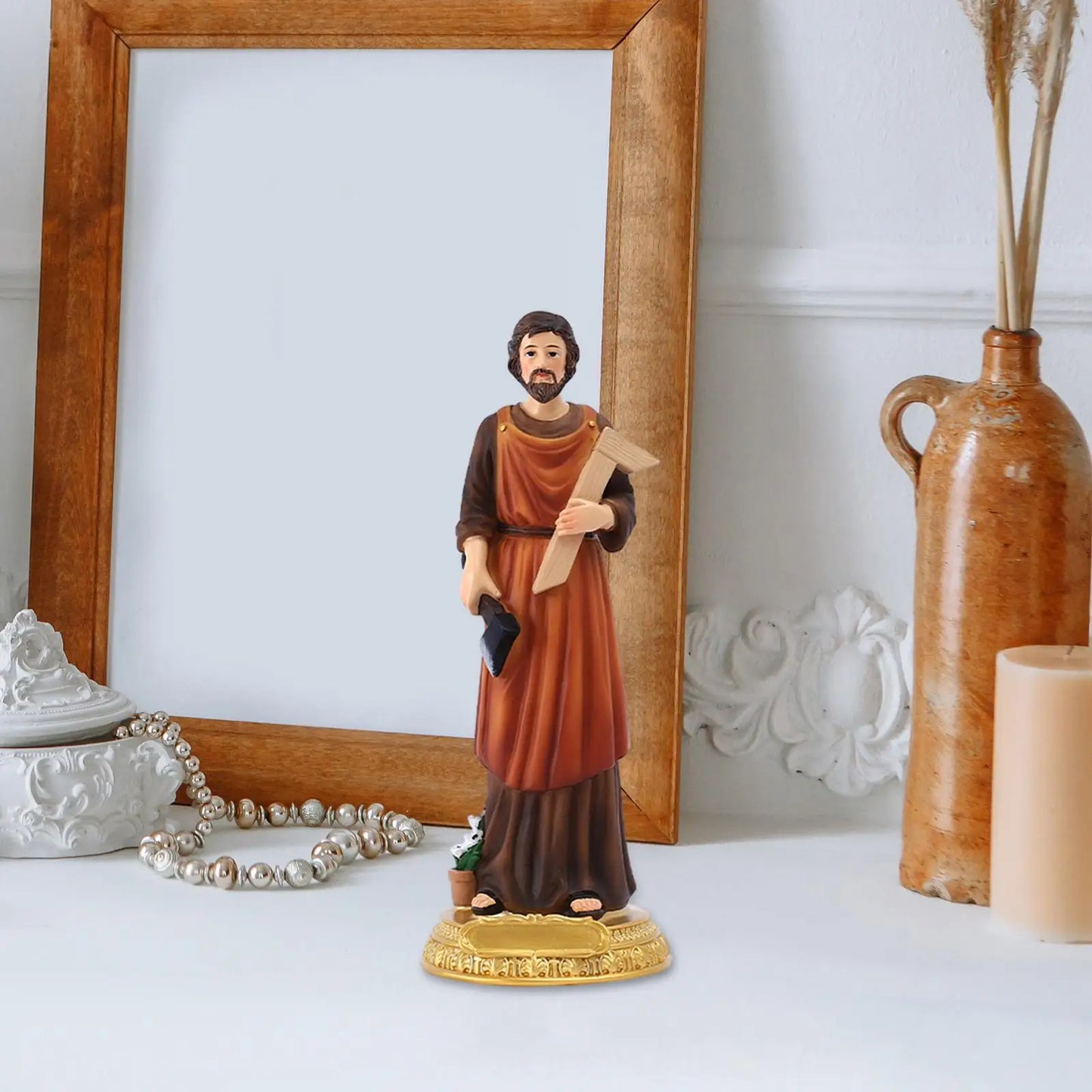 ST Joseph Statue Saint Joseph Figurine Christian Decorative Indoor Decoration Catholic Decor Ornament Sculpture Worker Figure