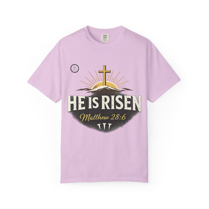 He Is Risen T-Shirt — Matthew 28:6 Easter Christian Tee