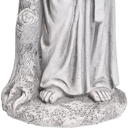 31 Inch Saint Francis of Assisi Garden Statue Magnesium Oxide Stone Grey Outdoor Yard Decor for Lawn Patio Catholic Christian G