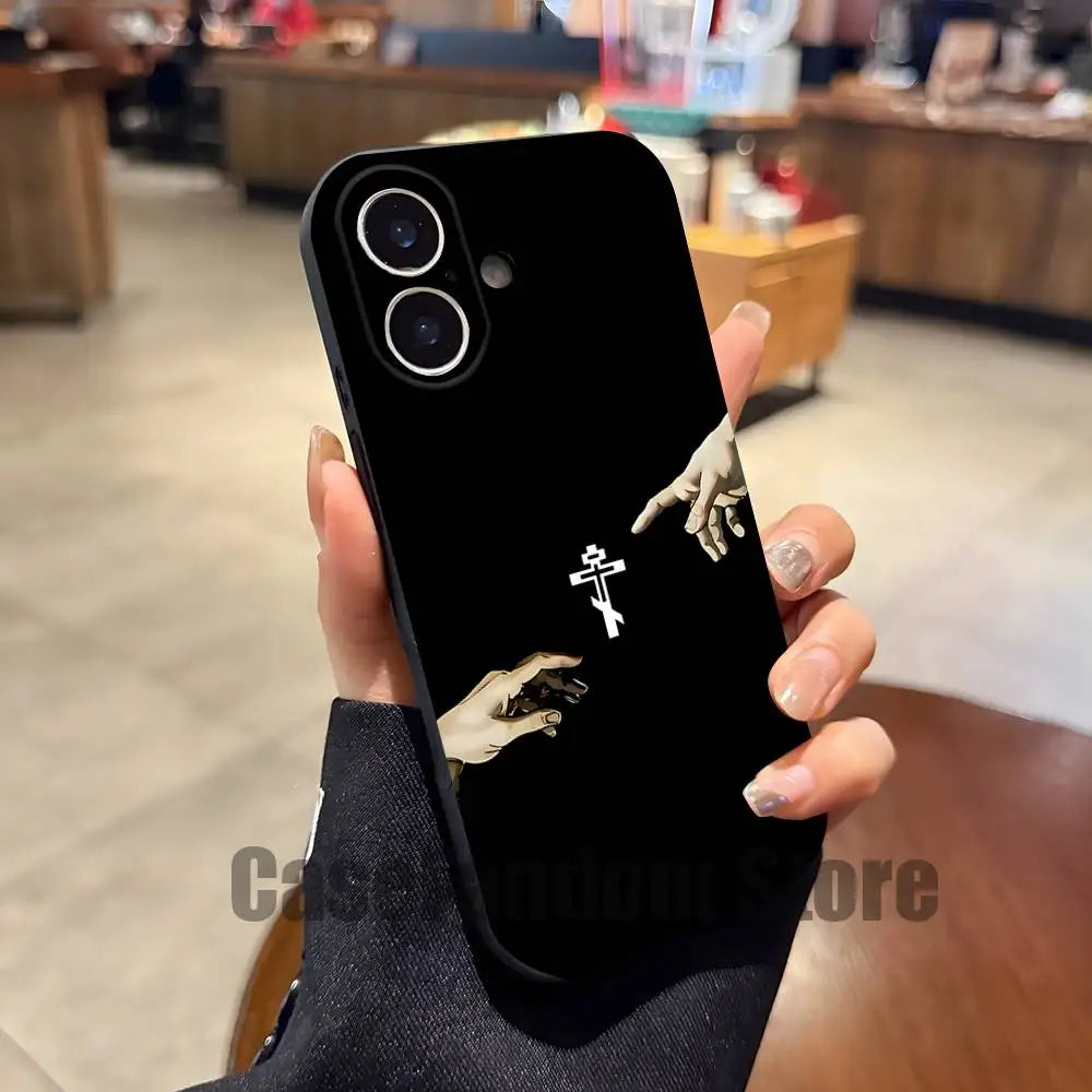 Orthodox Cross Icon Jesus God Phone Case For iPhone 17,16,15,14,13,12,11,Pro,Max,Plus Black Shockproof Soft Cover