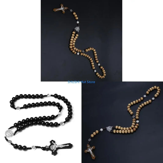 Bead Rosary Necklace Bead Hangable Pendant for Men Female Unisex Praying Meditation Gift Supplies D57B