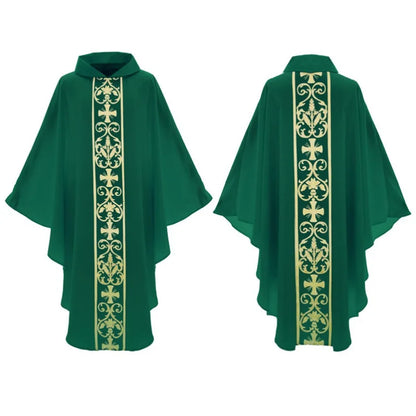 Halloween Costume Monk Church Priest Cape Cross Print Robe Dress Jesus Religion Christ Minister Clergy Men Gown Cloak for Adult