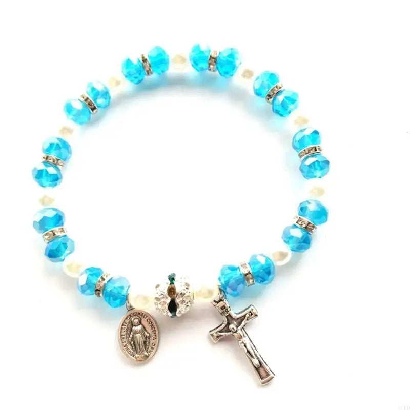 Rosary Bracelet Elastic Bead Jewelry Men Hand Decoration Supplies