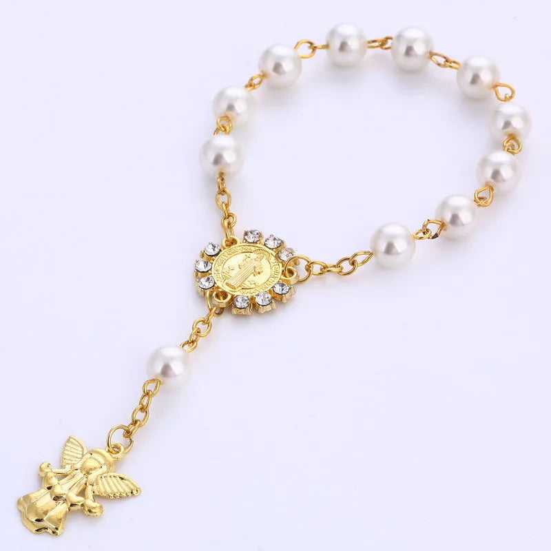 10/20/50pcs Religious Ornaments Religion Catholic Communion Cup Gift Angel Baptism Rosary Bracelet Bead