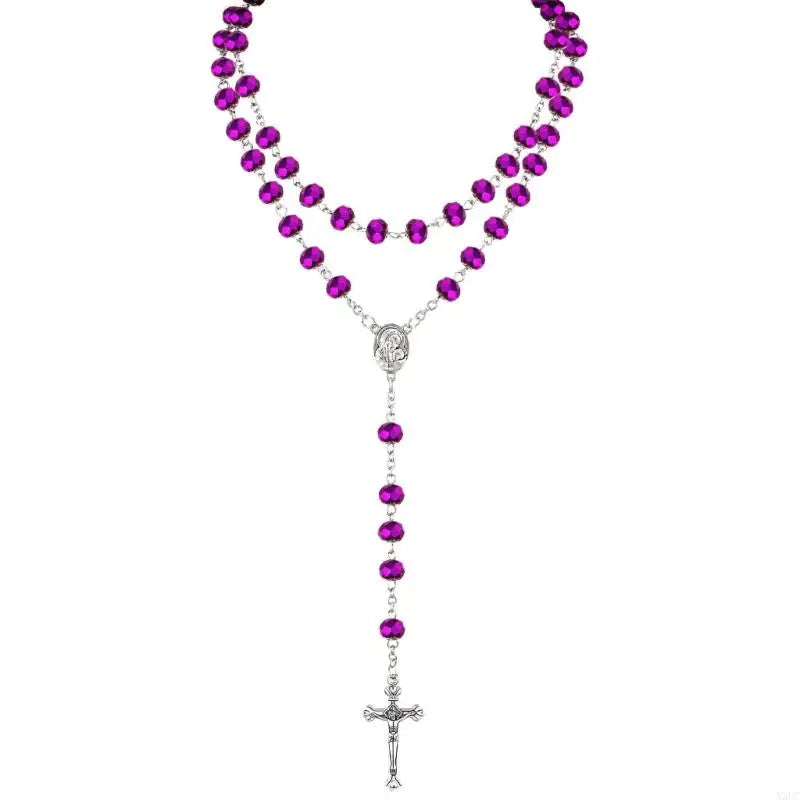 Crystal Beads Rosary Catholic Necklace Rosary First Communion Rosary Gift X3UC