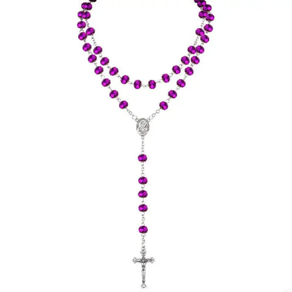 Crystal Beads Rosary Catholic Necklace Rosary First Communion Rosary Gift X3UC