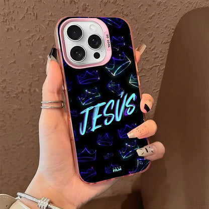 1PC Verse Of The Christian Bible Jesus phone case for iPhone 17 17Air 16 15 14 13 12 11 Pro Max Plus Colorful Silver