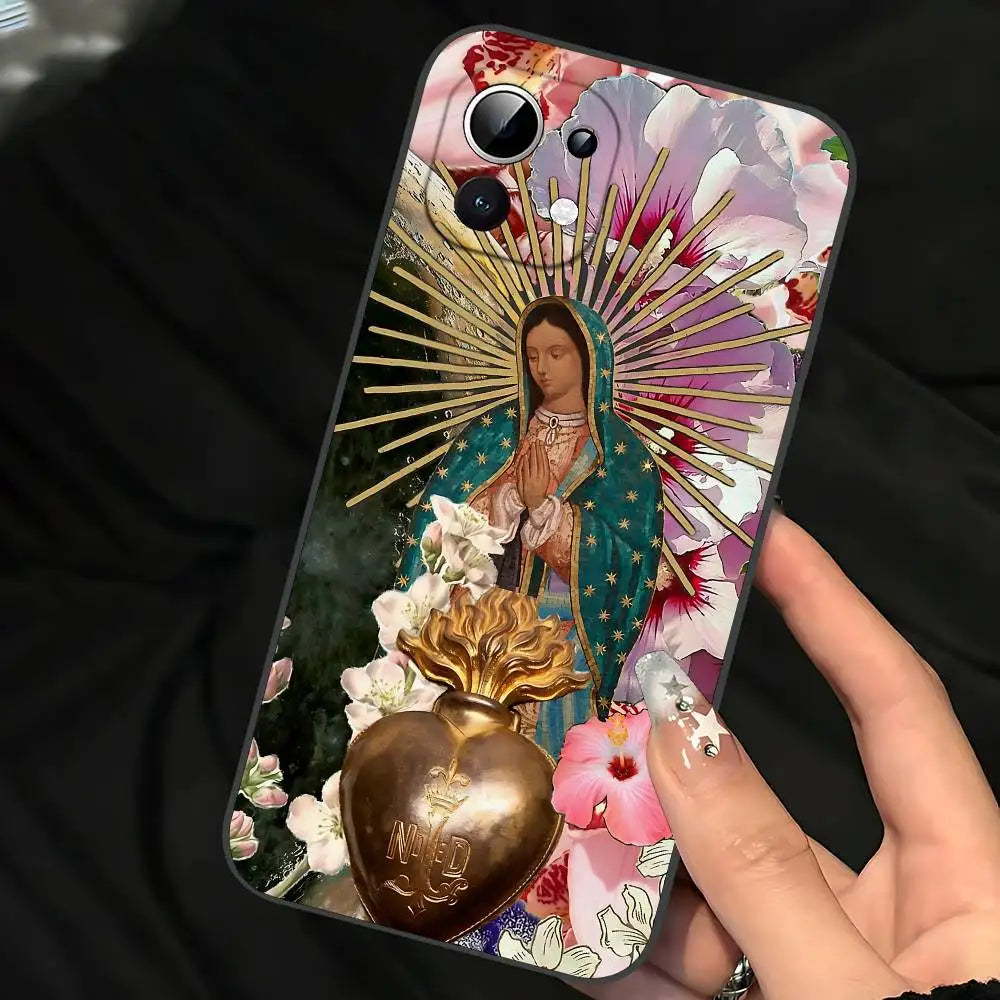Virgin De Guadalupe Virgen Mary Slim Black Phone Case: Snug Fit For Xiaomi 12,11,12S Ultra & Redmi Note 11,10T,9,9A,8Pro,8T,5G