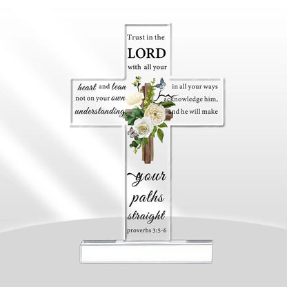 Acrylic Christian Standing Cross Inspirational Gifts with Bible Verse and Prayers Sunflower Religious Scripture Gifts