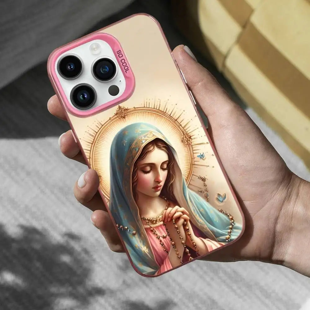 Belief Virgin De Guadalupe Phone Case For iPhone 16,15,14,17,13,12,11,Mini,Pro,SE,XS,MAX Pink Matte Silicone Cover
