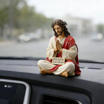 Hand Painted Jesus Figures Religious Sculpture Fear Not, For I Am With You Jesus Resin Desk Companion Figurine For Holiday