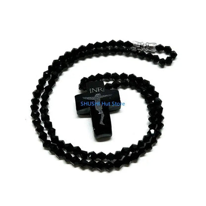 Crystal Bead Rosary Necklace Bead Chain Pendant Ornament D57B