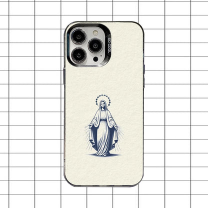 Virgin Mary Jesus Heart Phone Case For iPhone 16,15,14,13,12,11,8,7,Pro,Max,Plus,Mini,XS,SE Anti Fall Black Matte Hard