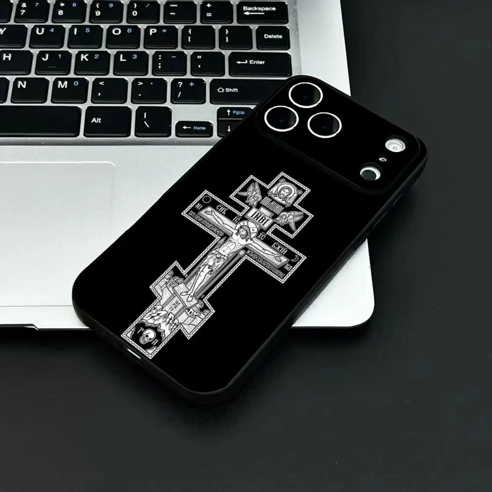 Orthodox Cross Phone Case For IPhone 12-17 Air Plus Pro Max Satin Glossy Colorful Great Gift