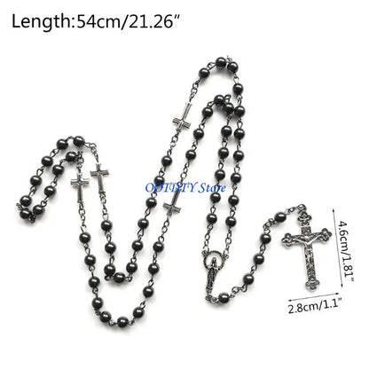 367A Fashion Handmade Round Beads Catholic Rosary Necklace for Cross Pendant Religiou