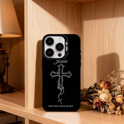 Orthodox Christian Cross Icon   Phone Case For iPhone17,16,15,14,13,12,11 Plus,Pro Max Black Candy silver phone case