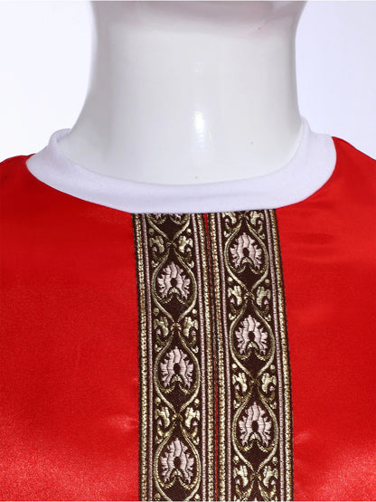 Boys Girls Halloween Priest Cosplay Costume Catholic Pope Vestments Long Sleeve Cape Robe Gown Church Father Clergy Chasuble