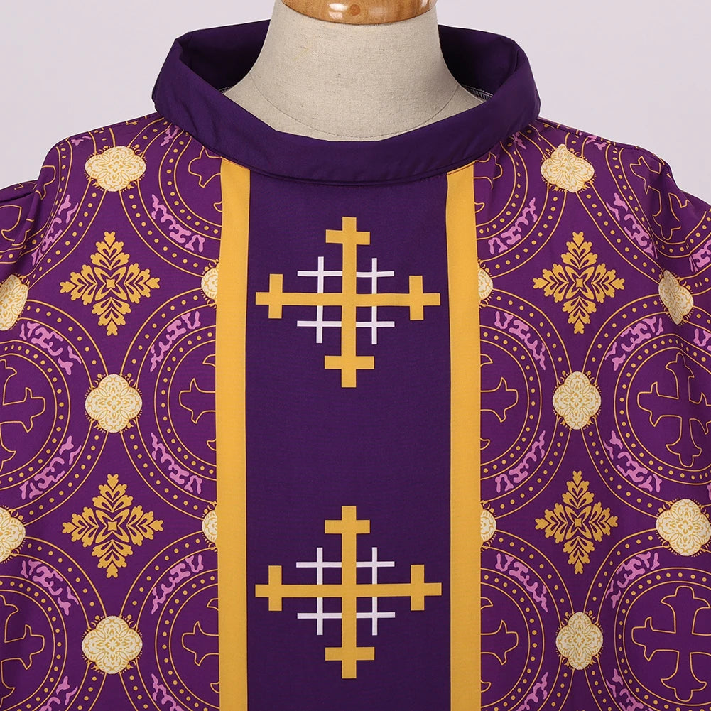 Men's Church Pastor Celebrant Chasuble Priest Vintage Robe Gown Cape Cassock Vestment