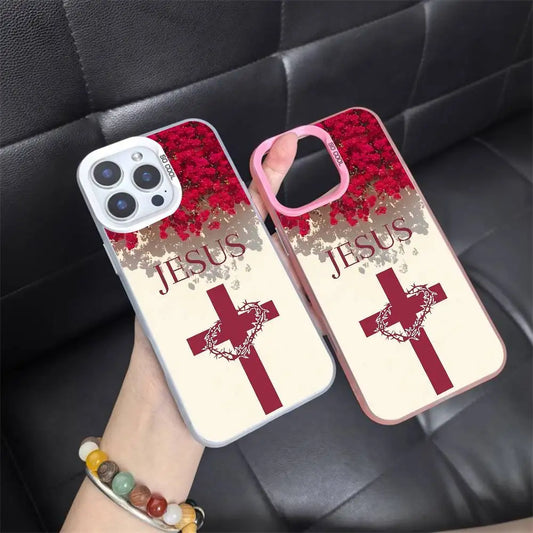 1PC Verse Of The Christian Bible Jesus phone case for iPhone 17 17Air 16 15 14 13 12 11 Pro Max Plus Colorful Silver
