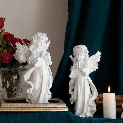 Cute Resin Praying Angel Figurine European Style Fairy Prayer Angel Shelf Sculpture Desktop Ornament Carving Crafts