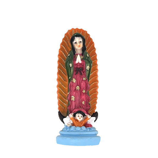 1Pcs Our Lady of Guadalupe Virgin Mary Resin Colored Statue Catholic Religious Decor (6 inch)