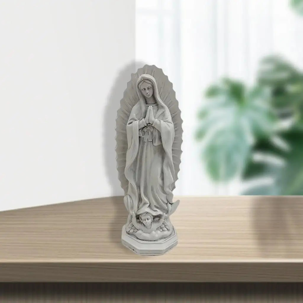 Resin Mary Statue Figure Blessed Mother Ornament Figurine Handmade for Patio Wedding Gift Tabletop Outdoor Decor