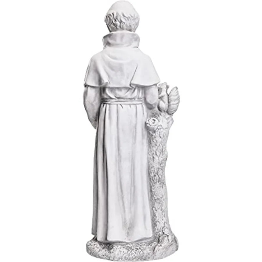 31 Inch Saint Francis of Assisi Garden Statue Magnesium Oxide Stone Grey Outdoor Yard Decor for Lawn Patio Catholic Christian G