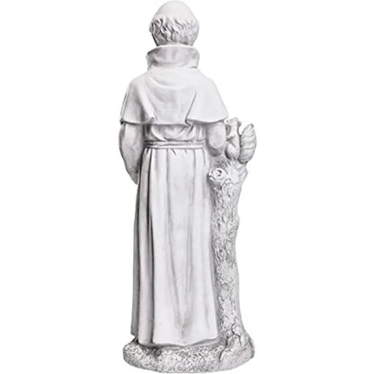 31 Inch Saint Francis of Assisi Garden Statue Magnesium Oxide Stone Grey Outdoor Yard Decor for Lawn Patio Catholic Christian G