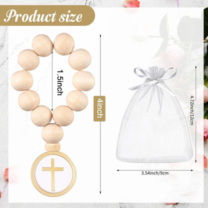 10/20Pcs First Holy Communion Favors Rosary Beads with Cross Crucifix Keychain with White Organza Bag Baptism Favors