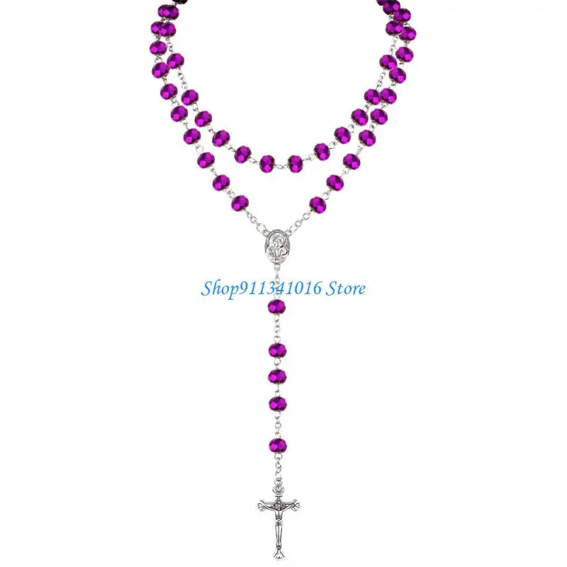 Crystal Beads Rosary Catholic Necklace Rosary First Communion Rosary Gift