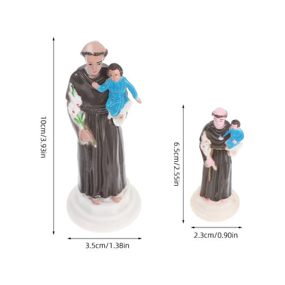 2Pcs Catholic Religious Ornament European Style Holy Sculpture Handmade Jesus Statue for Shelf Table Desktop Home Church