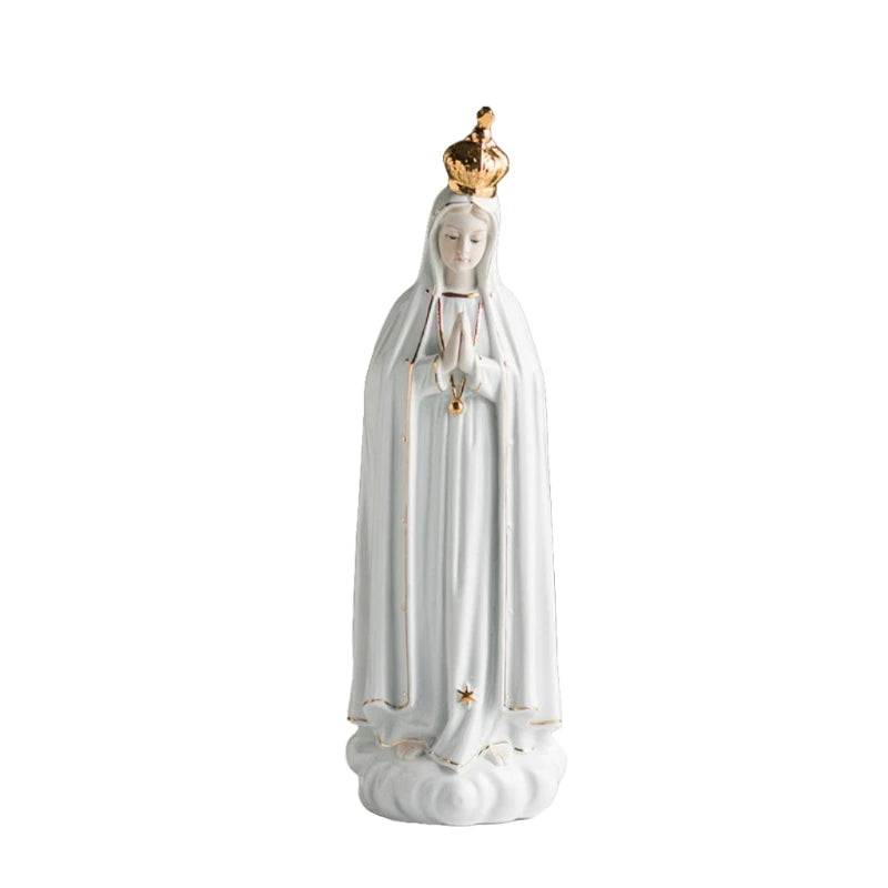 Our Lady of Fatima Ceramic Statue - Sacred Artifacts Home Decor Family Rose Church Holy Ornament
