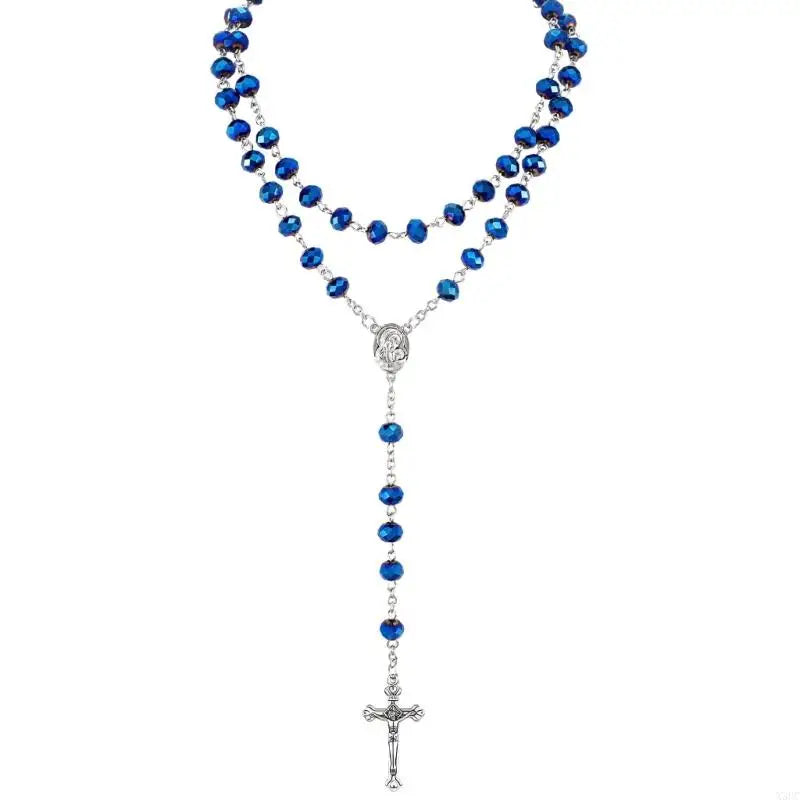 Crystal Beads Rosary Catholic Necklace Rosary First Communion Rosary Gift X3UC