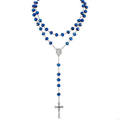 Crystal Beads Rosary Catholic Necklace Rosary First Communion Rosary Gift X3UC