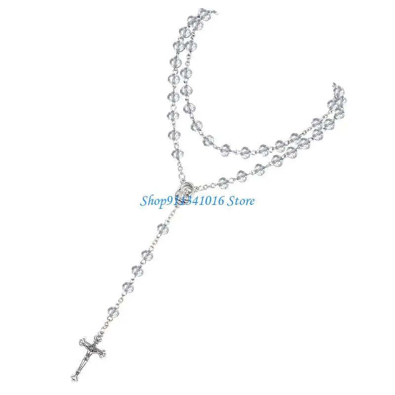 Crystal Beads Rosary Catholic Necklace Rosary First Communion Rosary Gift