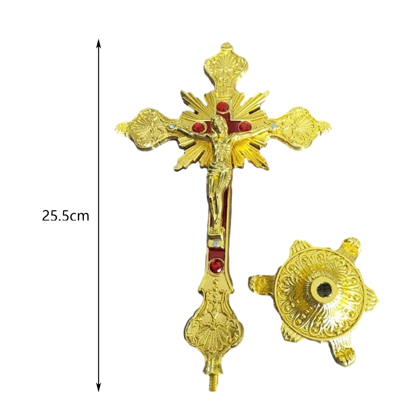 Jesus Crucifix Sculpture Jesus Cross Statue Catholic Figurine Standing Crucifix for Home Altar Living Room Table Bedroom