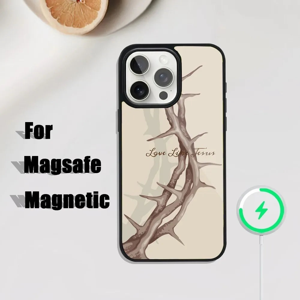Bible Verse Jesus Christ Phone Case For iPhone 16,15,14,13,12,11,Plus,Pro,Max Mini Magsafe Magnetic Wireless Charging