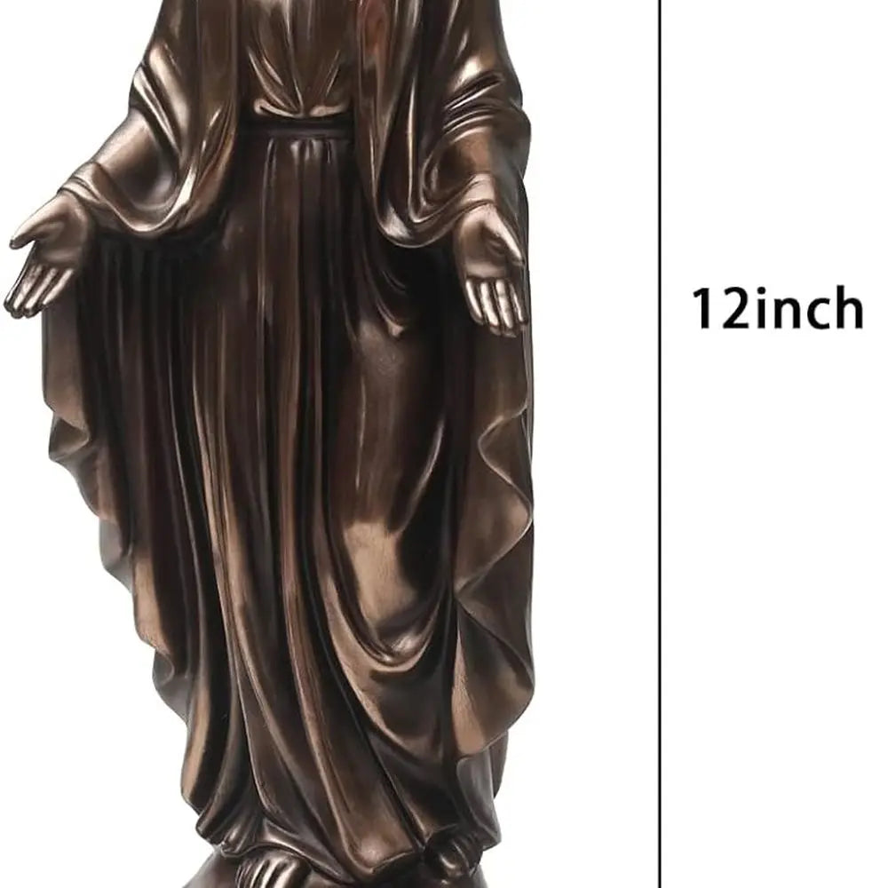 12 Cold Cast Bronze Virgin Mary Statue, Catholic Religious Decorative Figurine
