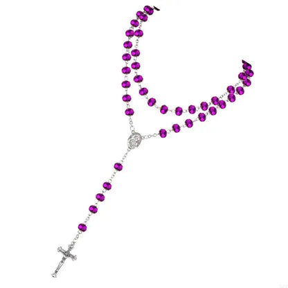 Crystal Beads Rosary Catholic Necklace Rosary First Communion Rosary Gift X3UC