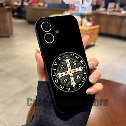 Orthodox Cross Icon Jesus God Phone Case For iPhone 17,16,15,14,13,12,11,Pro,Max,Plus Black Shockproof Soft Cover