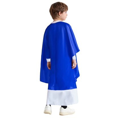 Boys Girls Halloween Priest Cosplay Costume Catholic Pope Vestments Long Sleeve Cape Robe Gown Church Father Clergy Chasuble