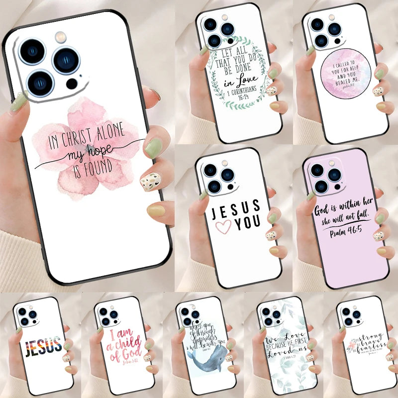 Bible Quotes Jesus God Phone Case For iPhone 17 Pro Max 17 Air 16E 13 12 Mini 15 14 Plus 11 16 Pro Max Back Cover