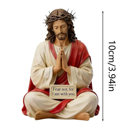 Hand Painted Jesus Figures Religious Sculpture Fear Not, For I Am With You Jesus Resin Desk Companion Figurine For Holiday