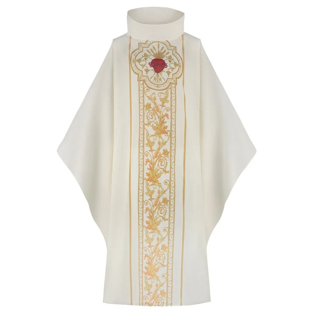 New Printed Church Pastor Celebrant Chasuble Priest Vintage Robe Gown Cape Cassock Vestment White Red Green Purple