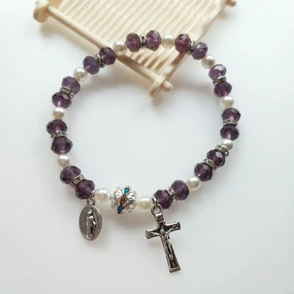 Rosary Bracelet Elastic Bead Jewelry Men Hand Decoration Supplies